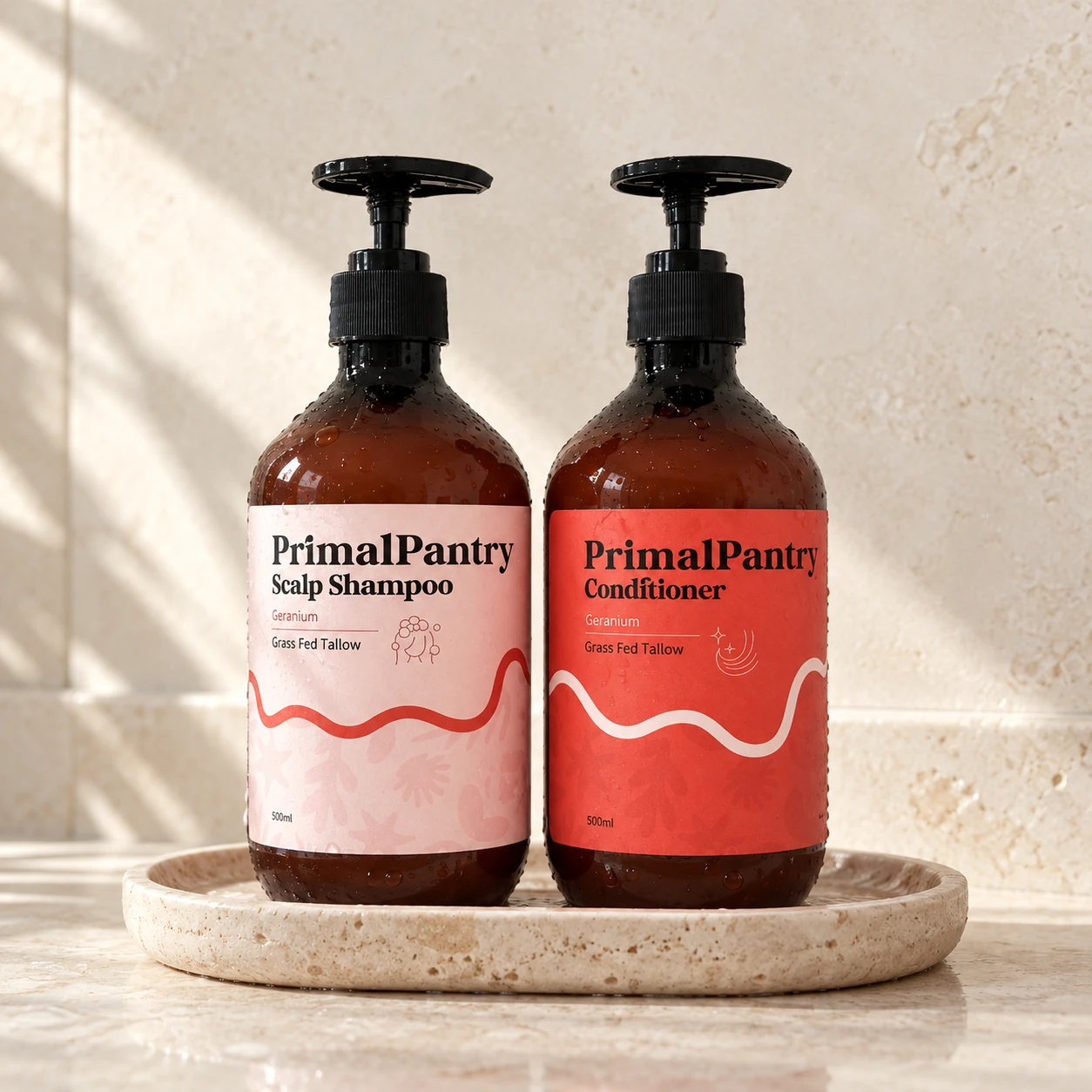 500ml Tallow Liquid Shampoo and Tallow Conditioner together